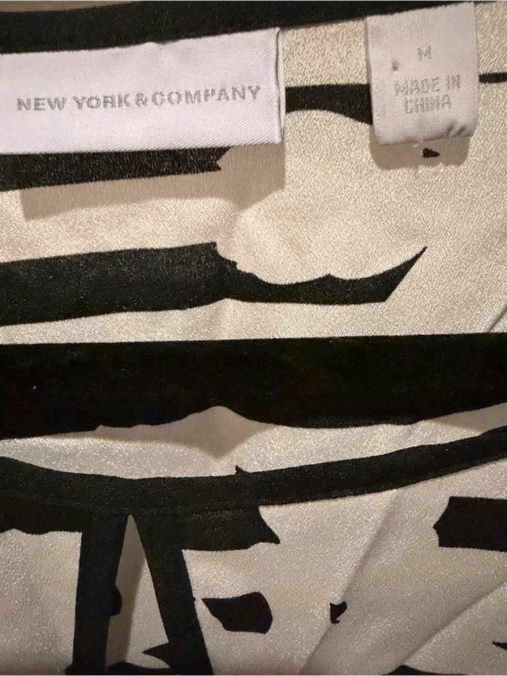 New York & Company Black, White & Yellow Striped Floral Tunic with Sash
